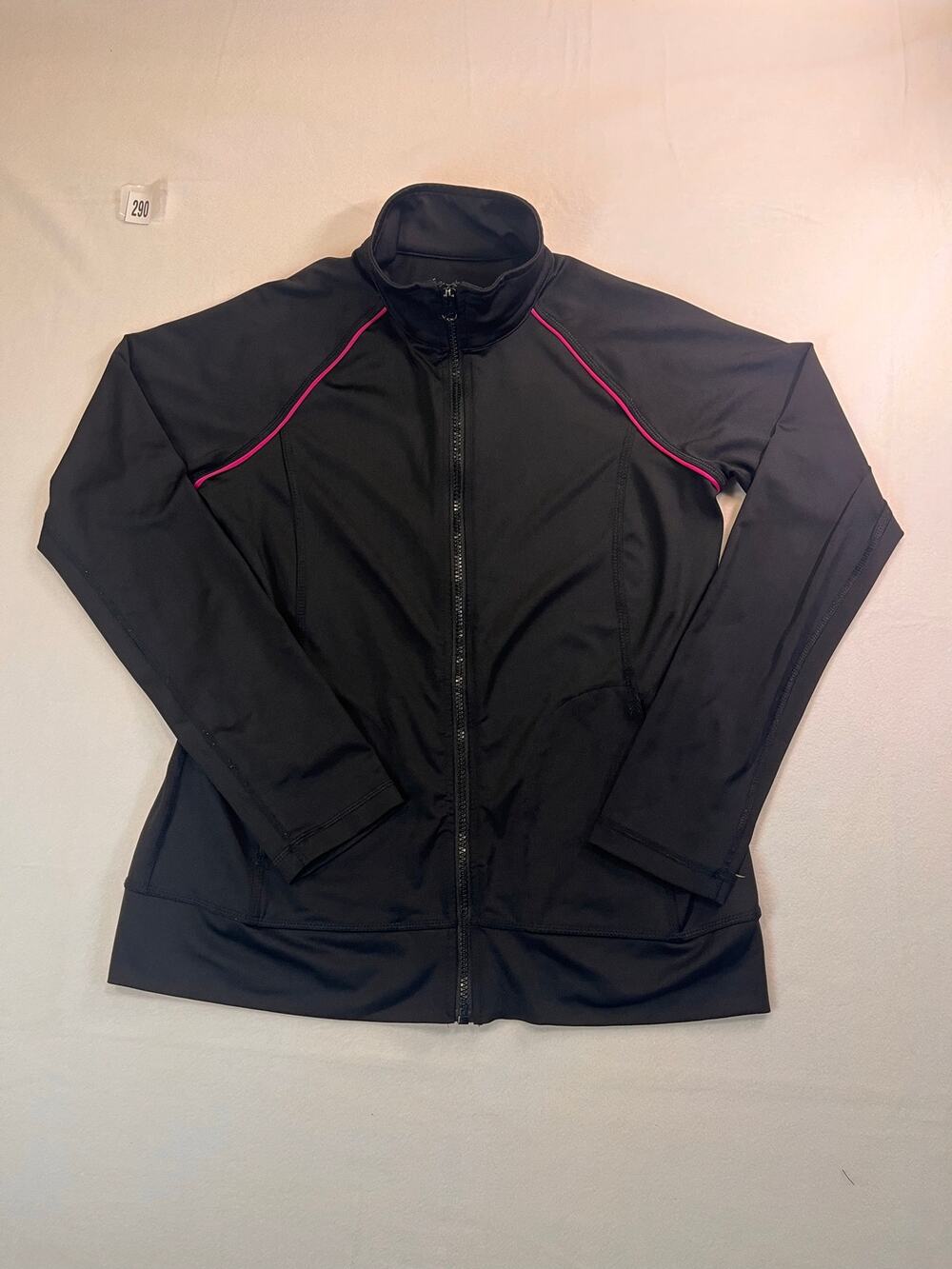Athletic Track Jacket by Danskin Now Black Pink Zip Up Size Medium
